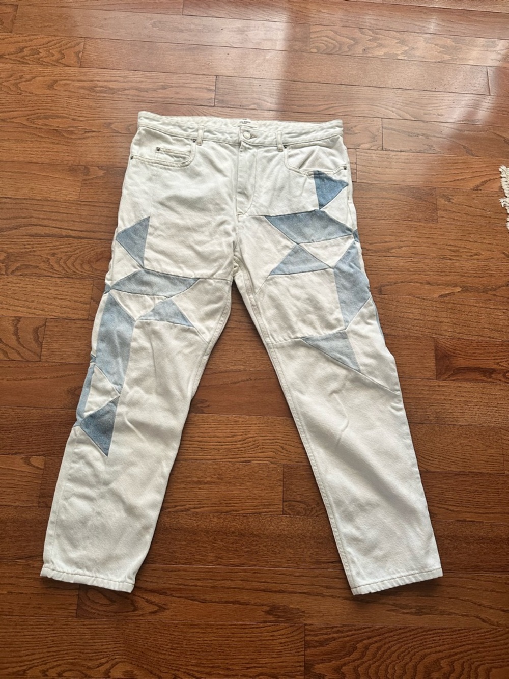 Isabel Marant Étoile White Denim Star Patchwork Jeans Size 40 (US 8)